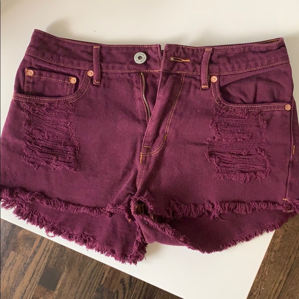 Bullhead Maroon Denim Shorts